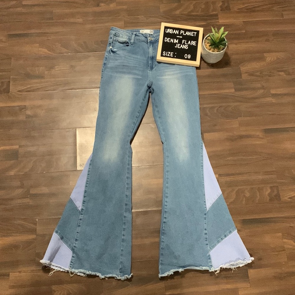 Urban Planet’s Denim Patched Flare Jeans